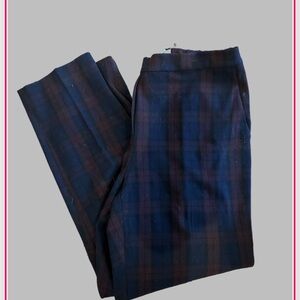 Hudson North Plaid Trousers - Navy and Burgundy